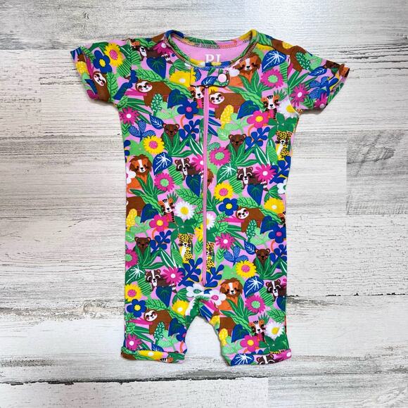 Children’s Place Girls Shortie Pajama Size 0-3M Critter Floral One Piece Cotton - Picture 2 of 6